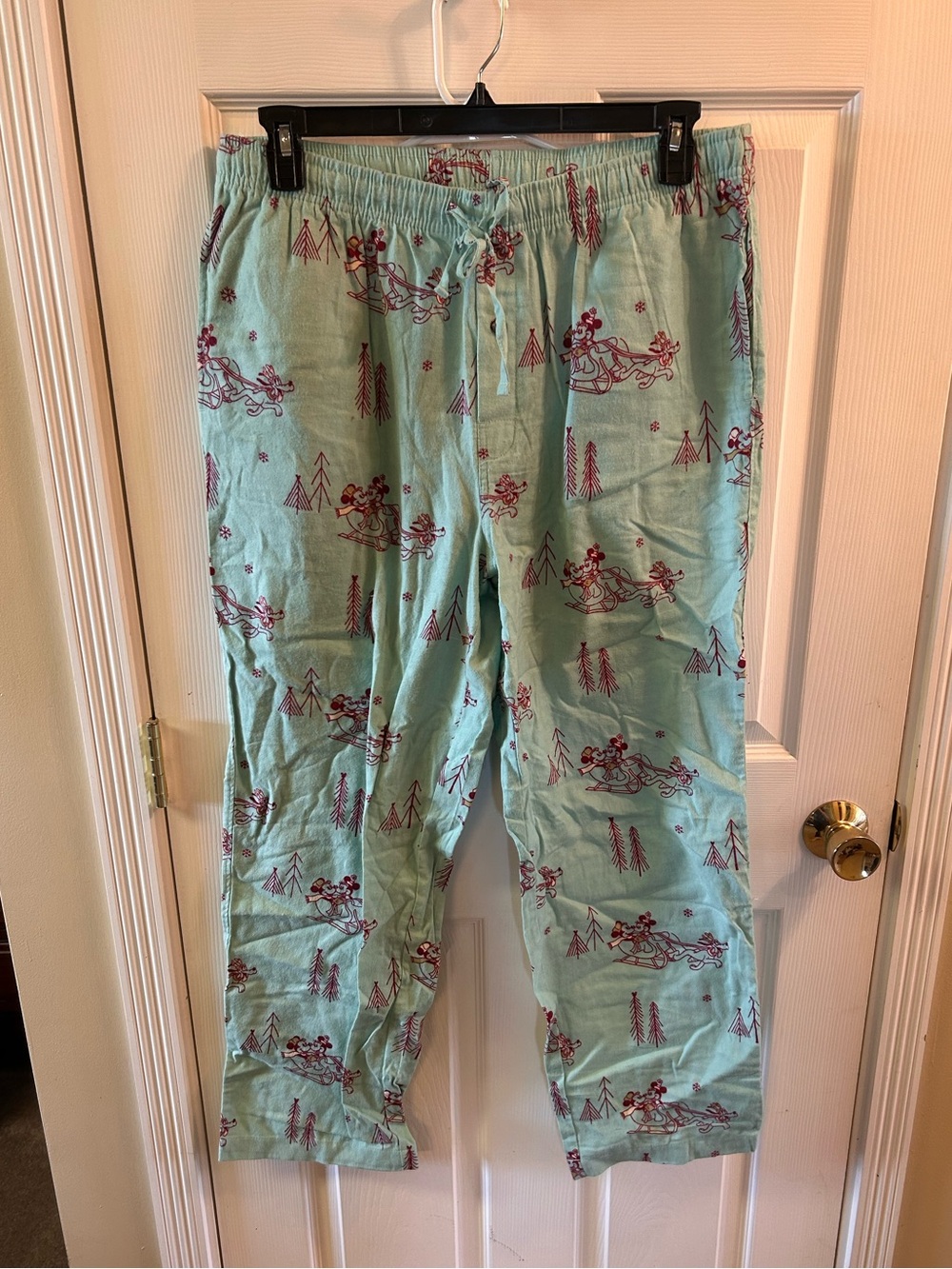 Disney Light Aqua Pajama Pants with Burgundy Print